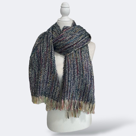 Multicolor Colorful Soft Knit Scarf Thick  Warm Snow Warm Bohemian Artsy Chunky - Picture 3 of 10
